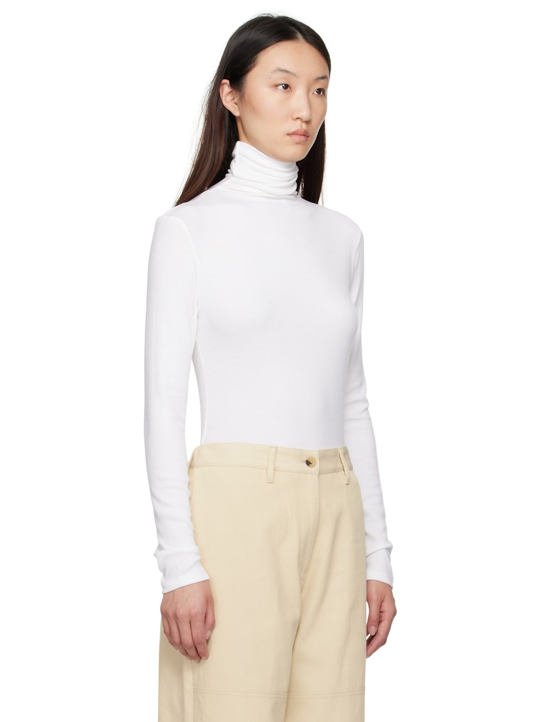White Asymmetrical Turtleneck - 2