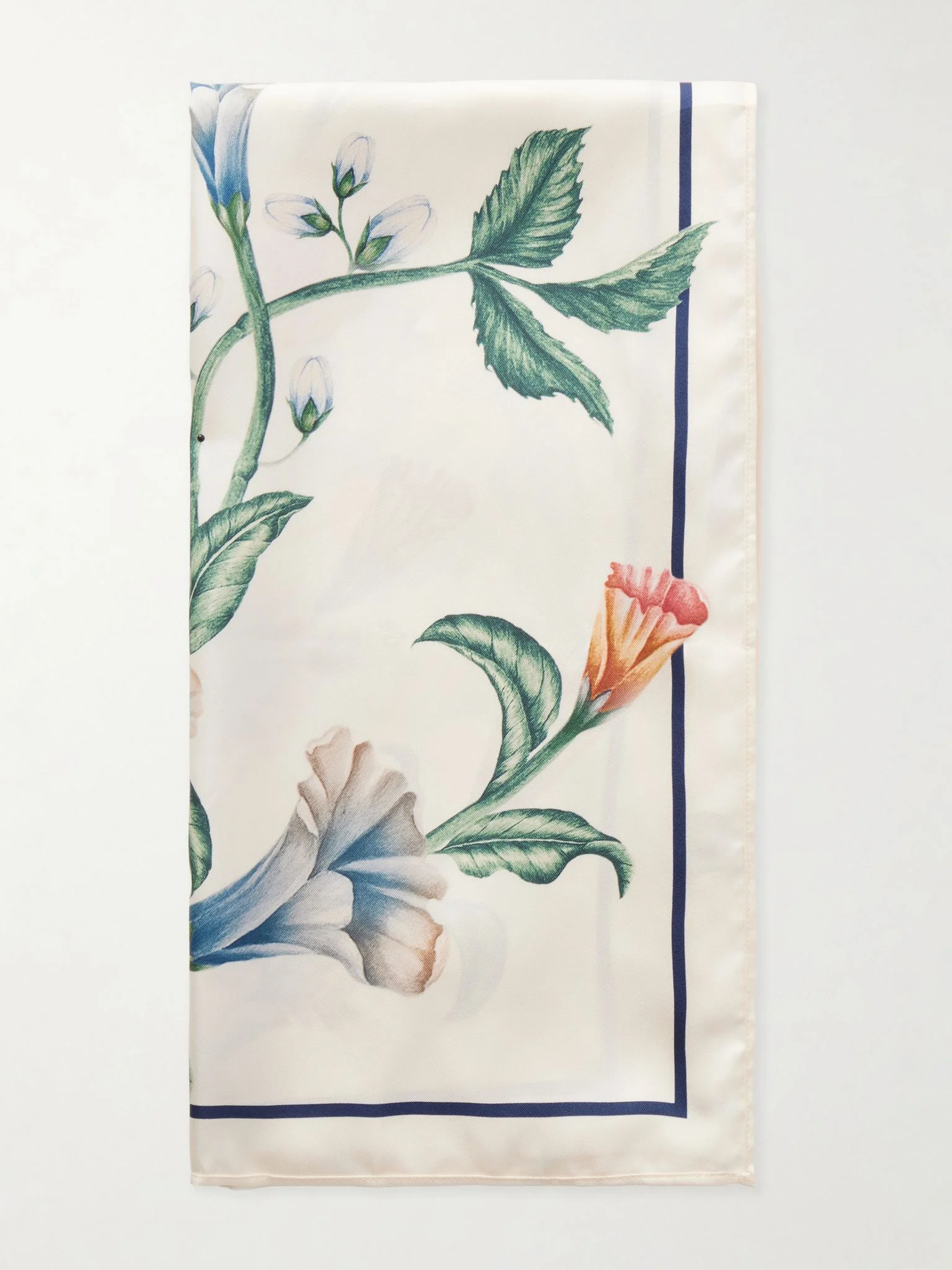 Ceiba Brisa floral-print silk-twill scarf Cream - 1