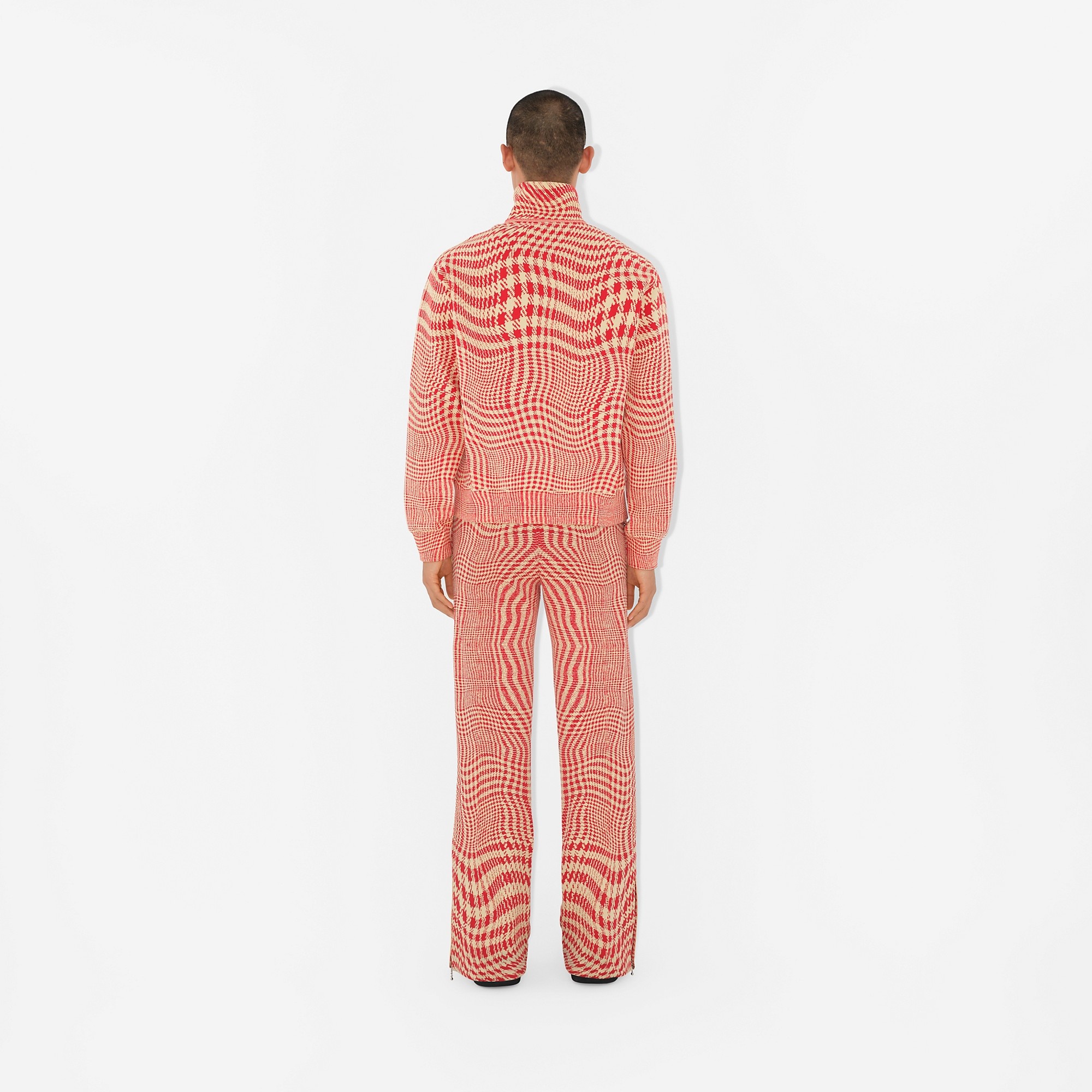 Warped Houndstooth Nylon Blend Track Jacket - 4