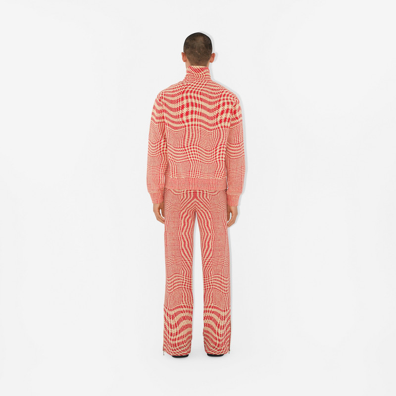 Warped Houndstooth Nylon Blend Track Jacket 4