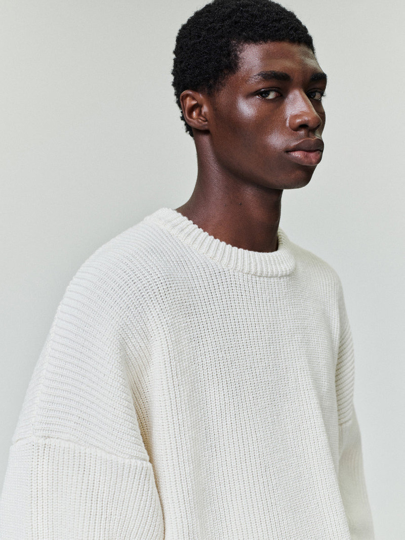 Double Knit Linen Wool Cotton Crewneck Sweater 5