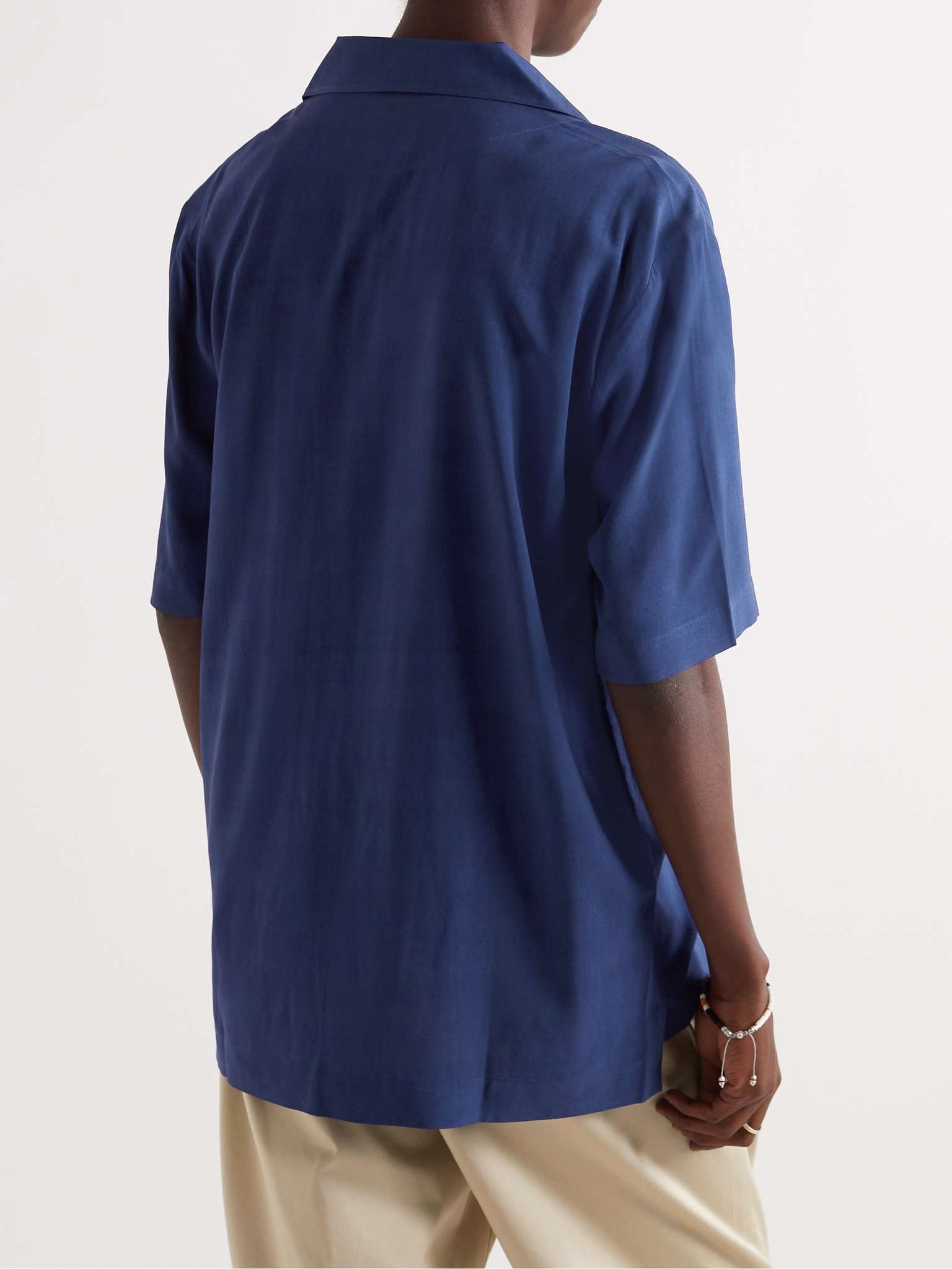 Camp-Collar Logo-Embroidered Printed Woven Shirt - 4