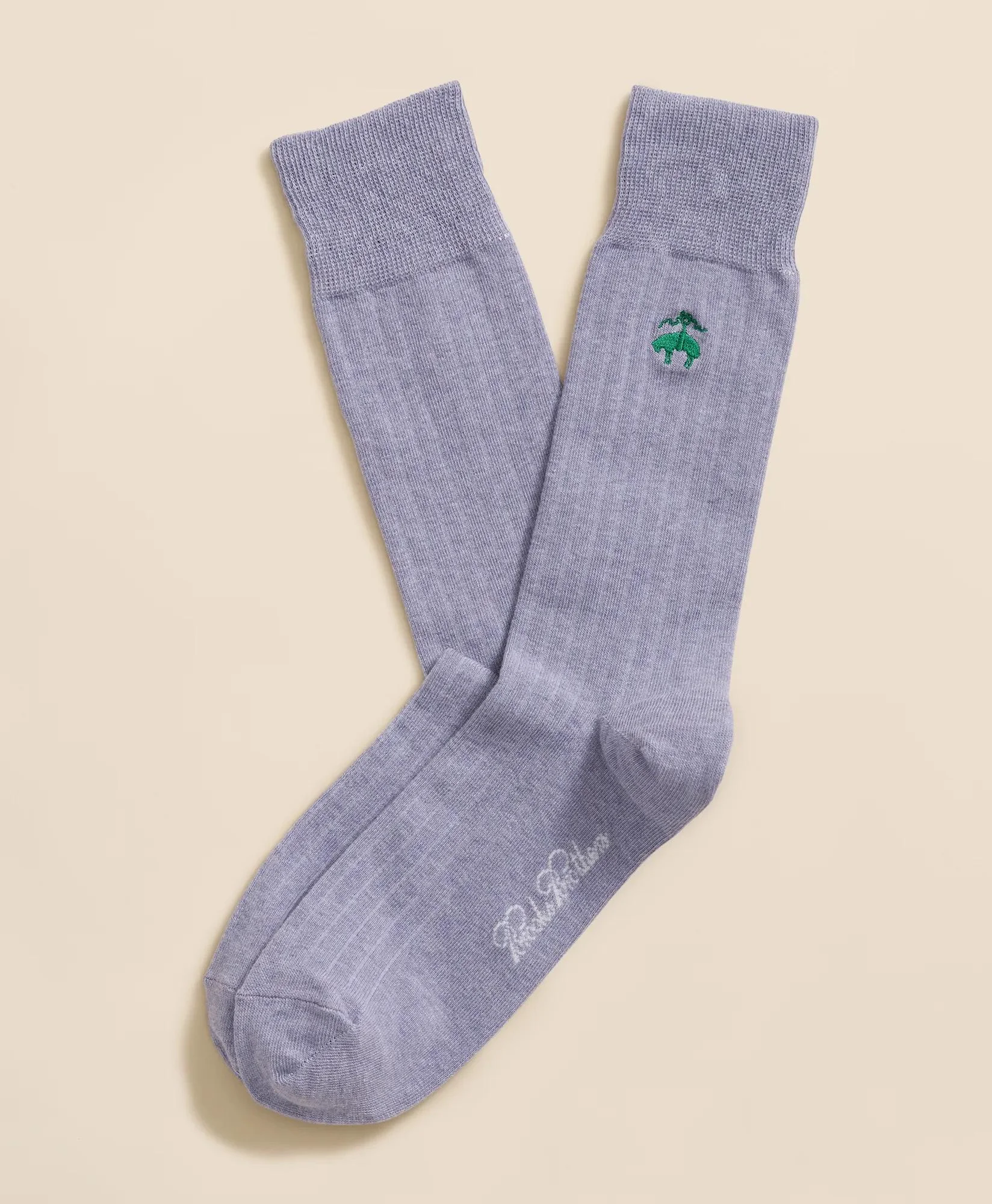 Cotton Blend Ribbed Socks with Embroidered Golden Fleece® - 1
