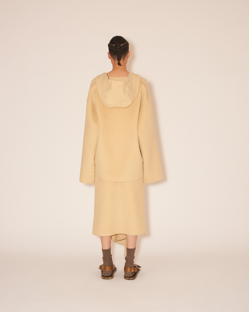 LIZA - Draped wrap light double wool blanket skirt - Creme 5