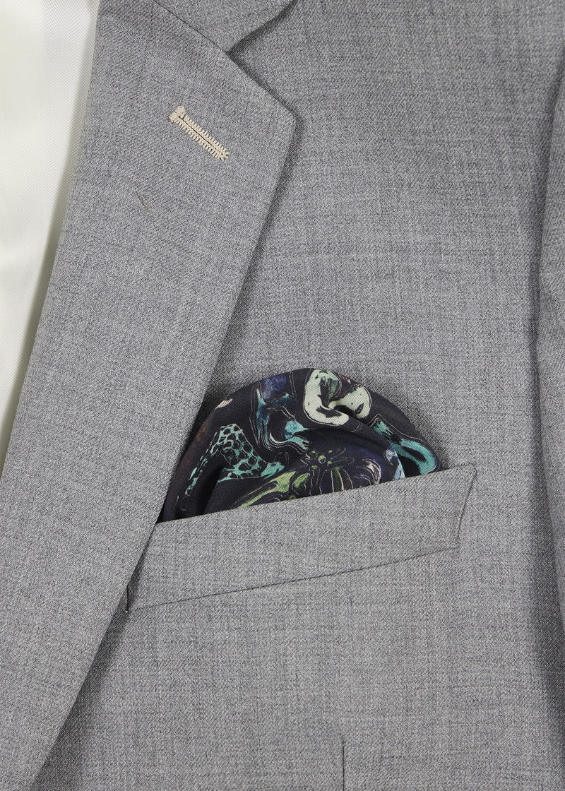 Paul Smith Navy 'Little Beasts' Print Pocket Square outlook