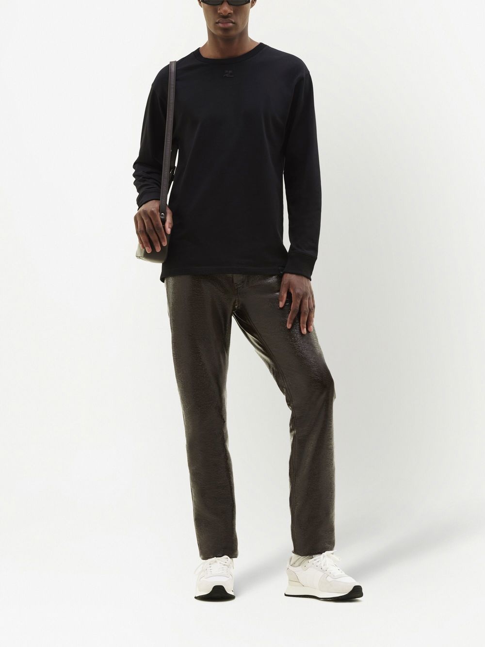 slim-cut vinyl trousers - 2