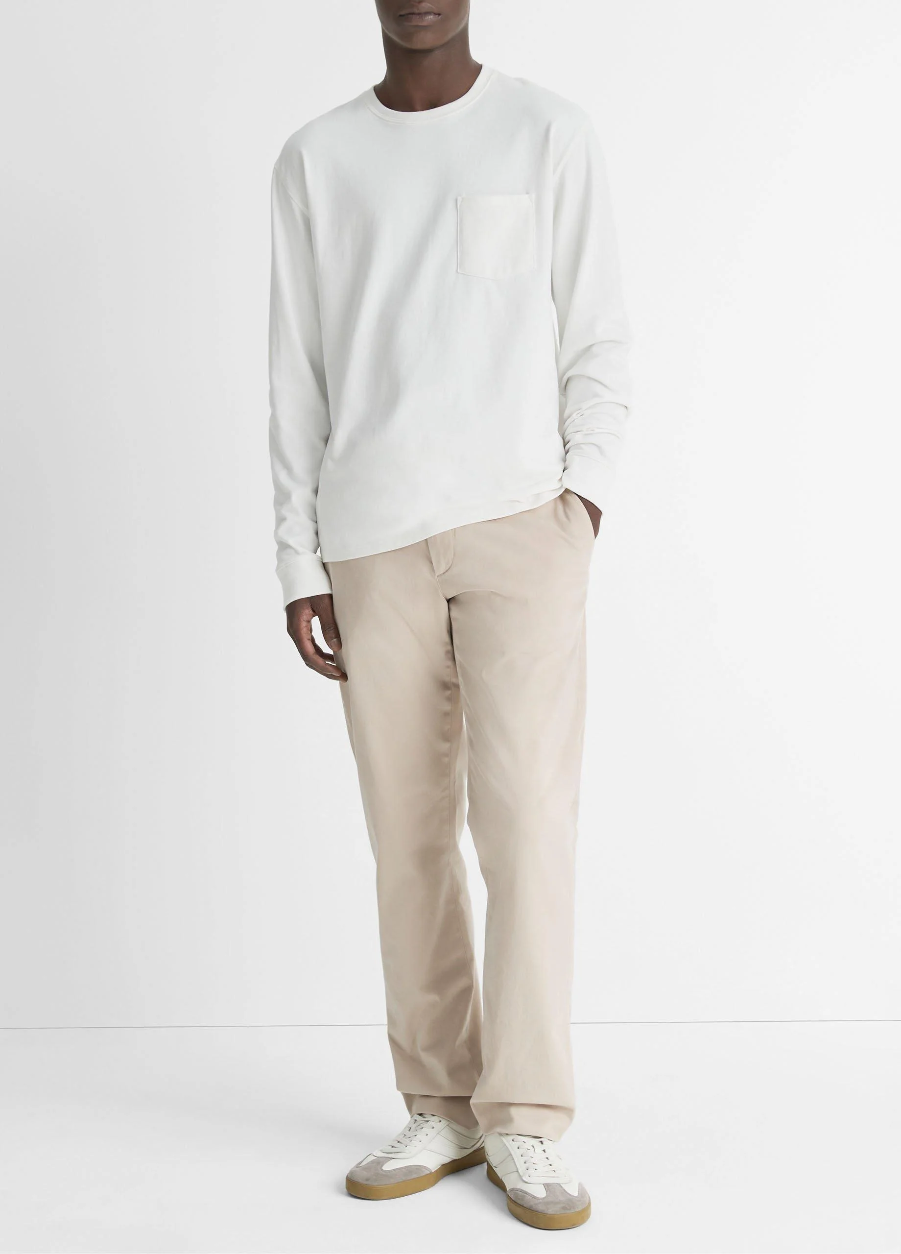 Sueded Jersey Long-Sleeve Pocket T-Shirt - 1