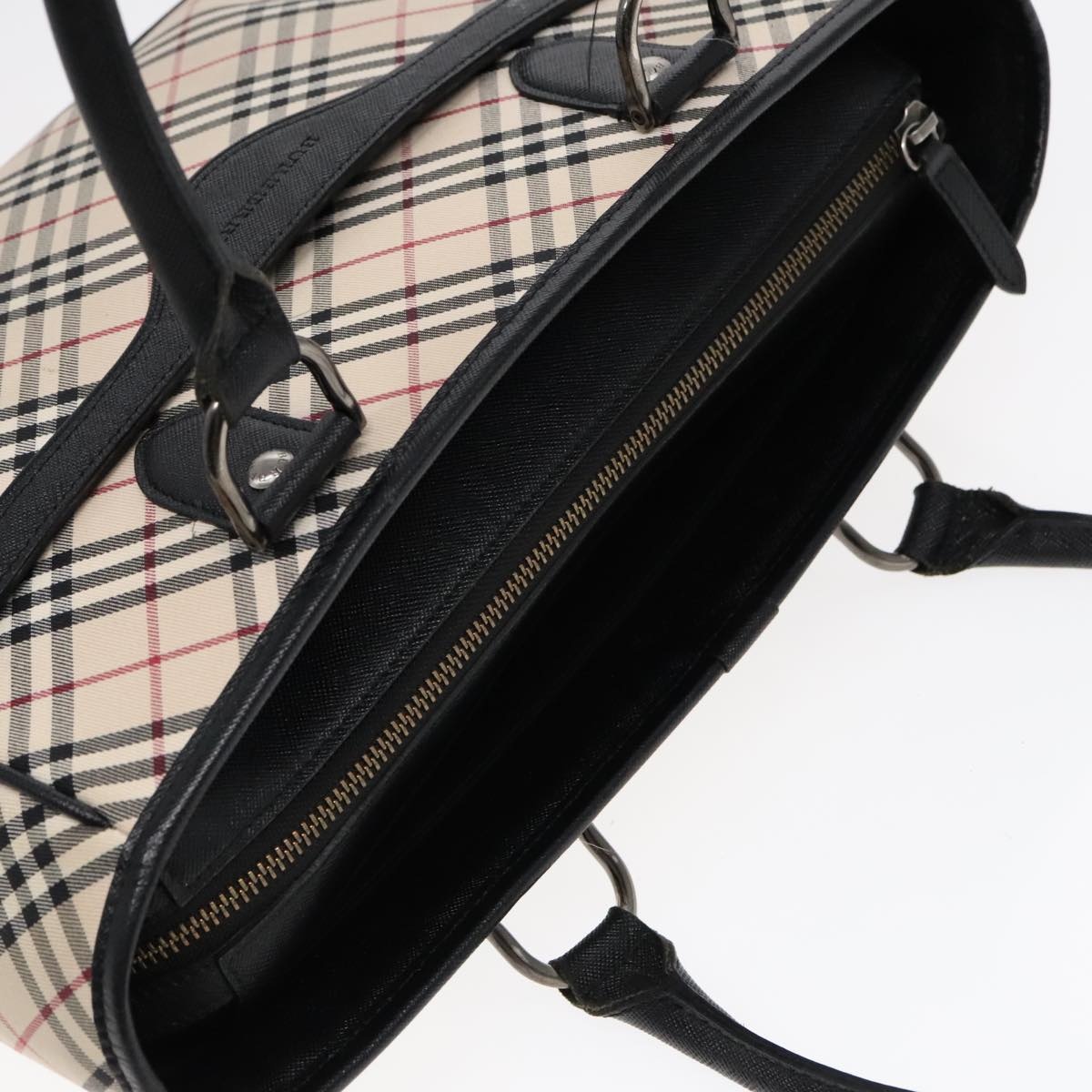 Burberry Nova Check Hand Bag Canvas Beige Black - 6