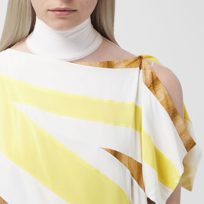 Flag and Animal Print Silk Asymmetric Dress 5
