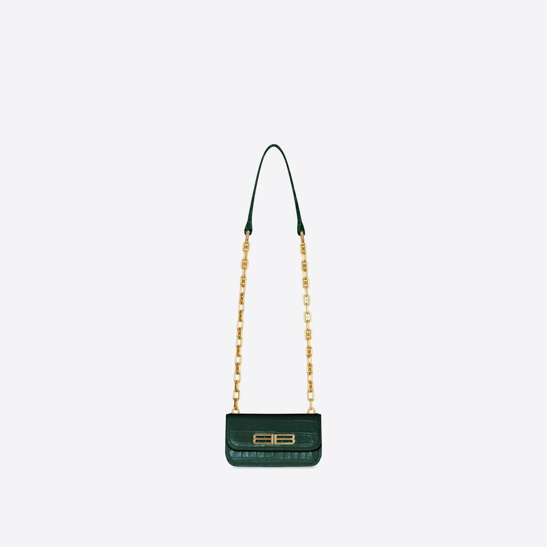 Women's Gossip Xs Bag With Chain Crocodile Embossed in Green - 1