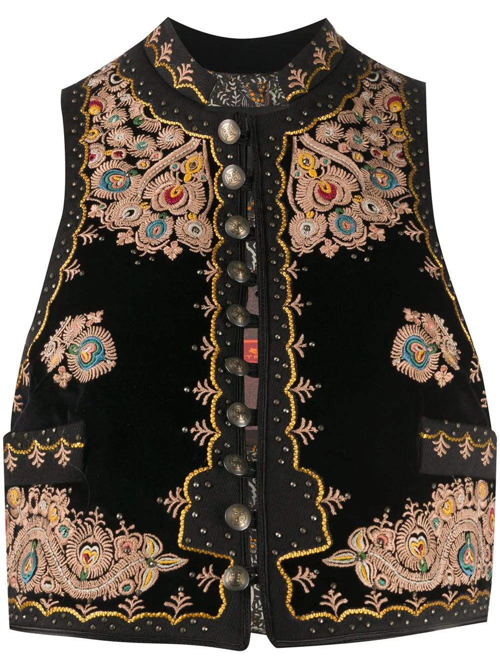 embroidered crop waistcoat - 1