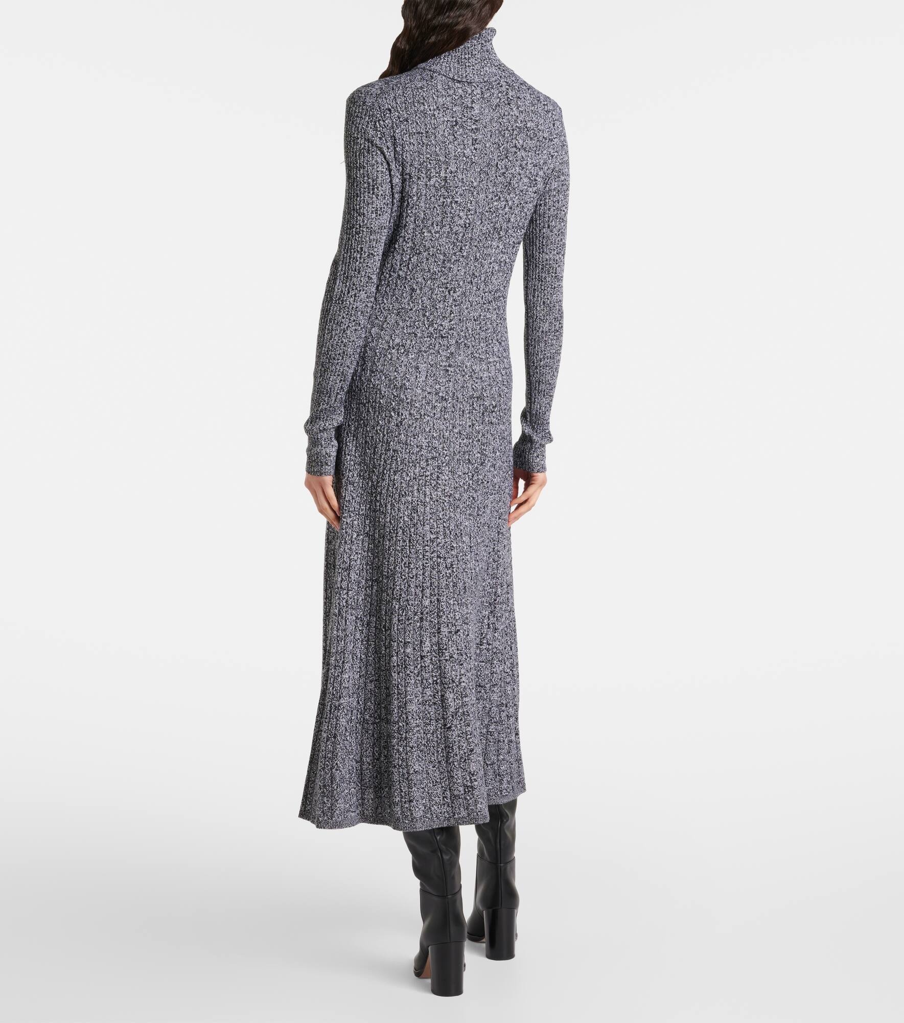 Ribbed-knit turtleneck wool and silk dress - 3