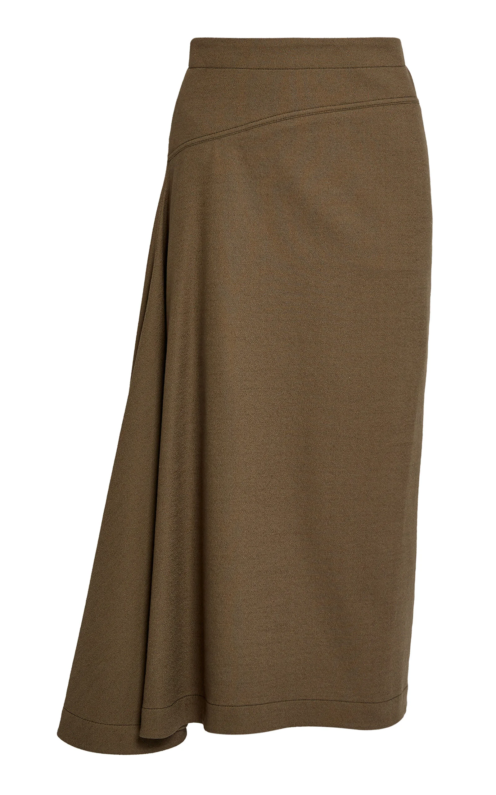 Draped Wool Midi Skirt olive - 1