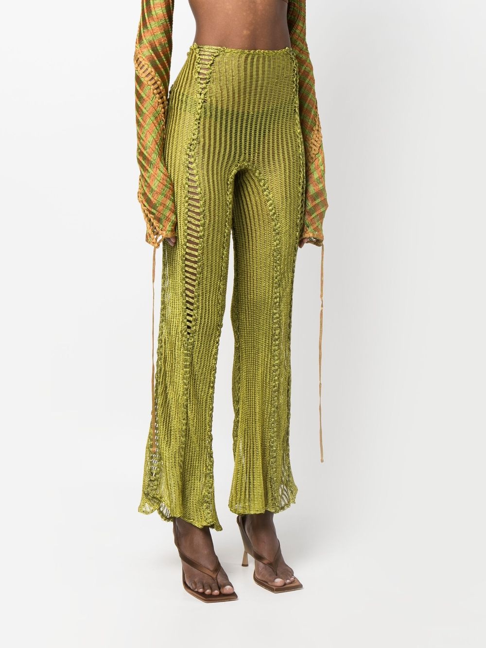 flared knitted trousers - 3