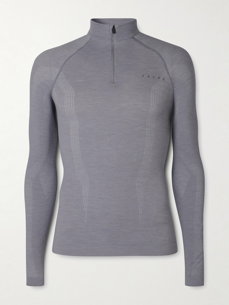 Printed Virgin Wool-Blend Jersey Half-Zip Ski Base Layer 1