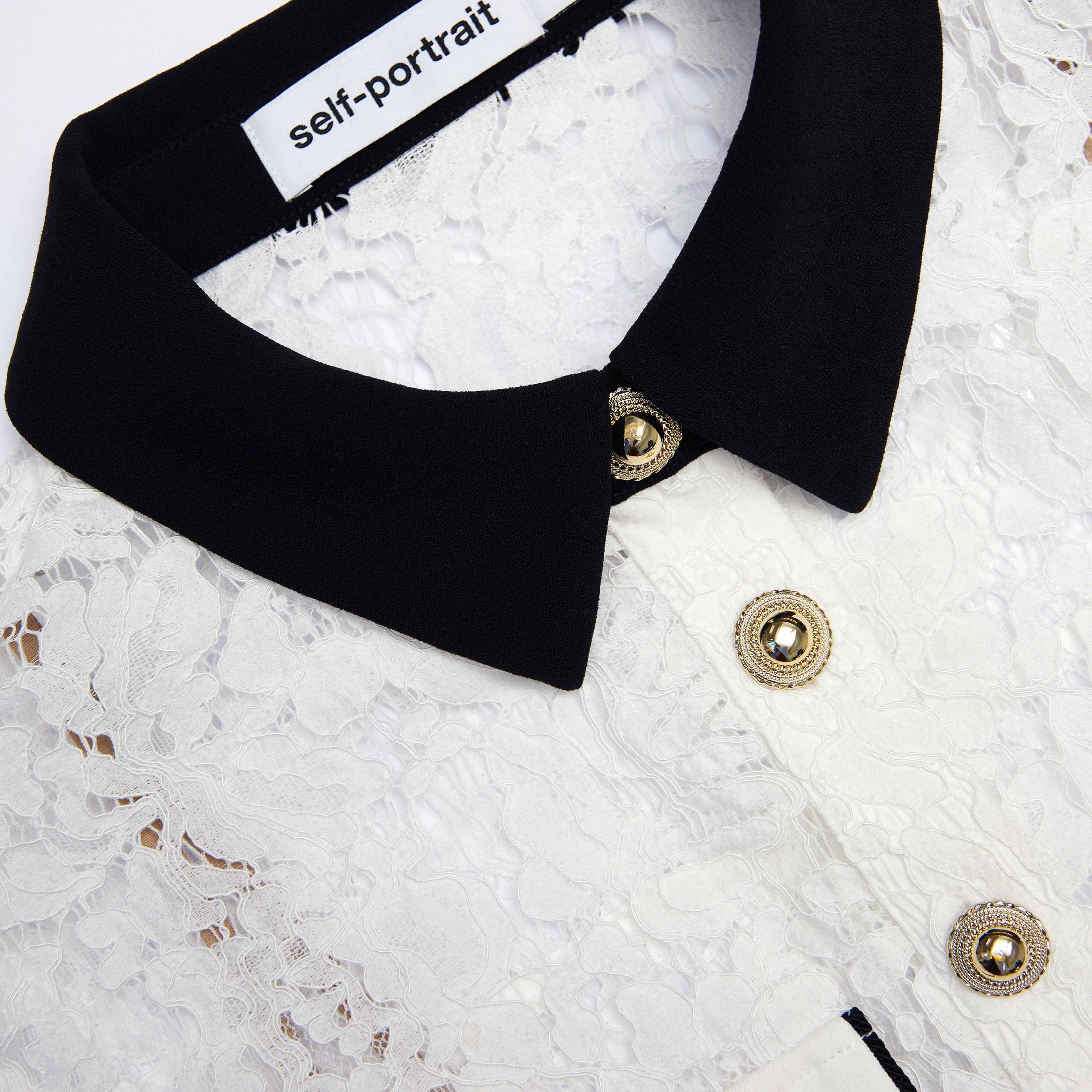 White Lace Contrast Collar Mini Dress - 5