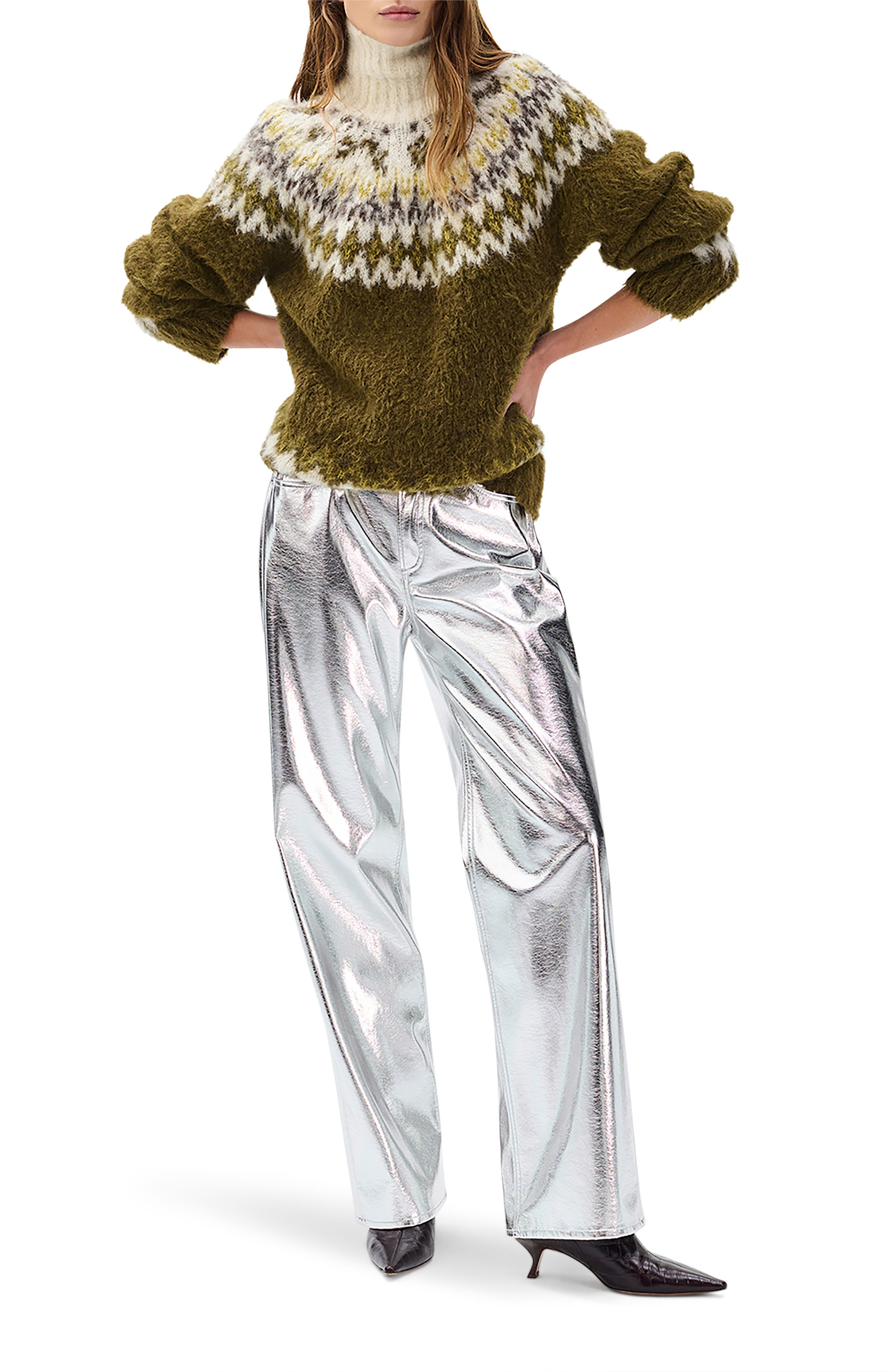 rag & bone Beth Oversize Fair Isle Alpaca Blend Turtleneck Sweater in Army Multi at Nordstrom - 5