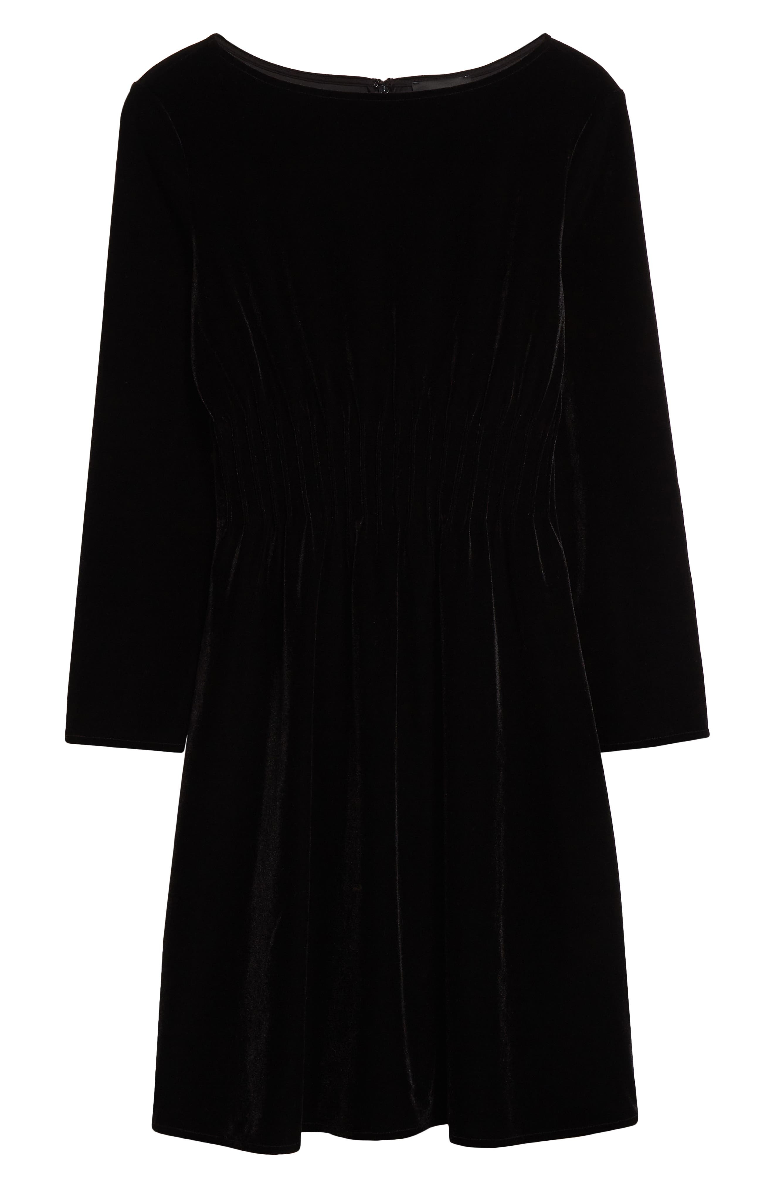 Emporio Armani Cinched Waist Long Sleeve Velvet Dress in Solid Black at Nordstrom - 5