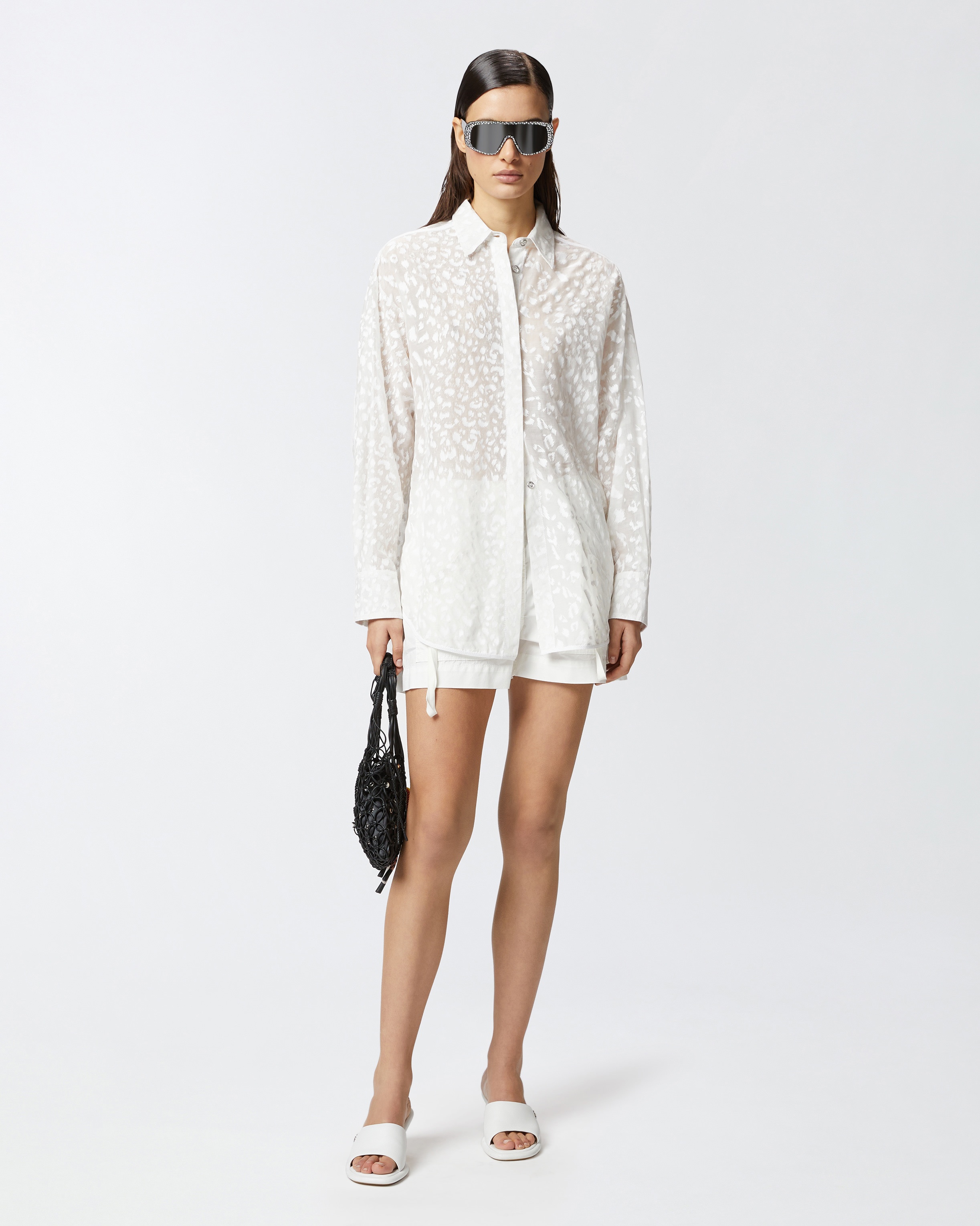 PRINTED TRANSPARENT SILK-BLEND VOILE SHIRT - 3