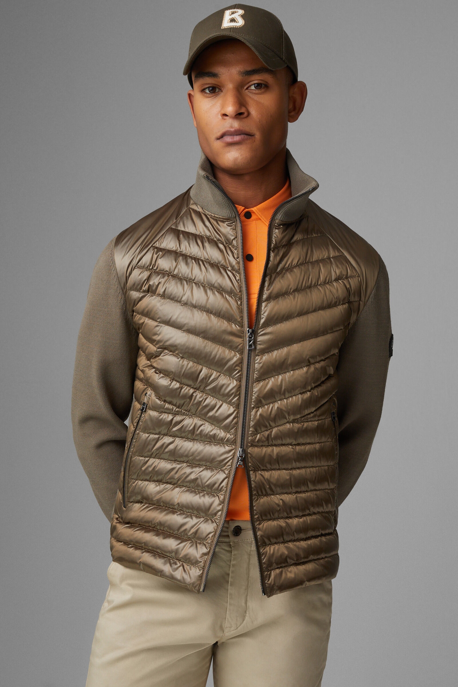 Alexio Down knit jacket in Khaki - 2