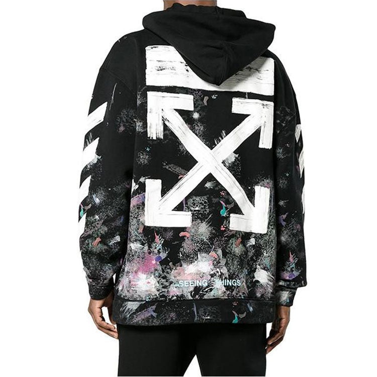 Men's Off-White Diagonal Stripes Printing Loose Cotton Black OMBB009F176190309901 - 3