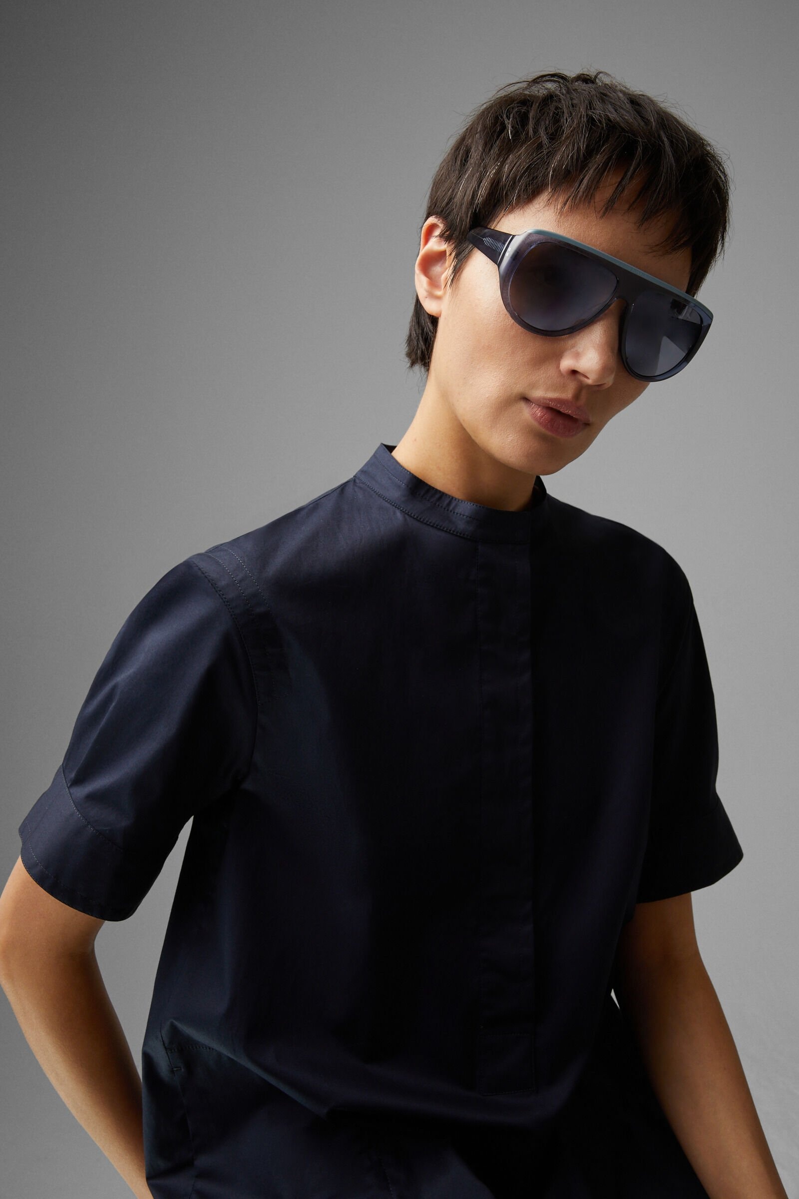 Abigail Shirt blouse dress in Navy blue - 4
