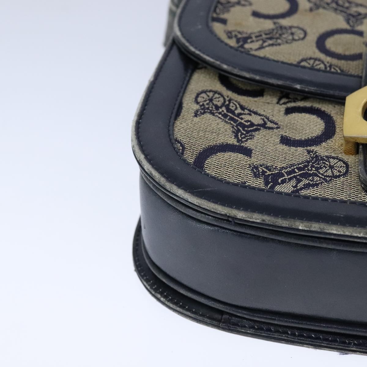 CELINE C Sulky Shoulder Bag Canvas Leather Navy - 10