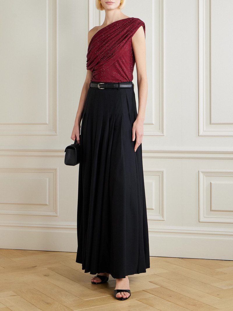 self-portrait Off-the-shoulder Draped Crystal-embellished Mesh Top outlook