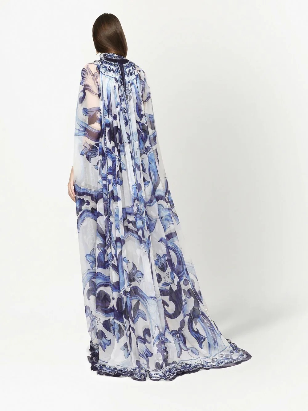 Majolica-print silk lightweight coat - 4