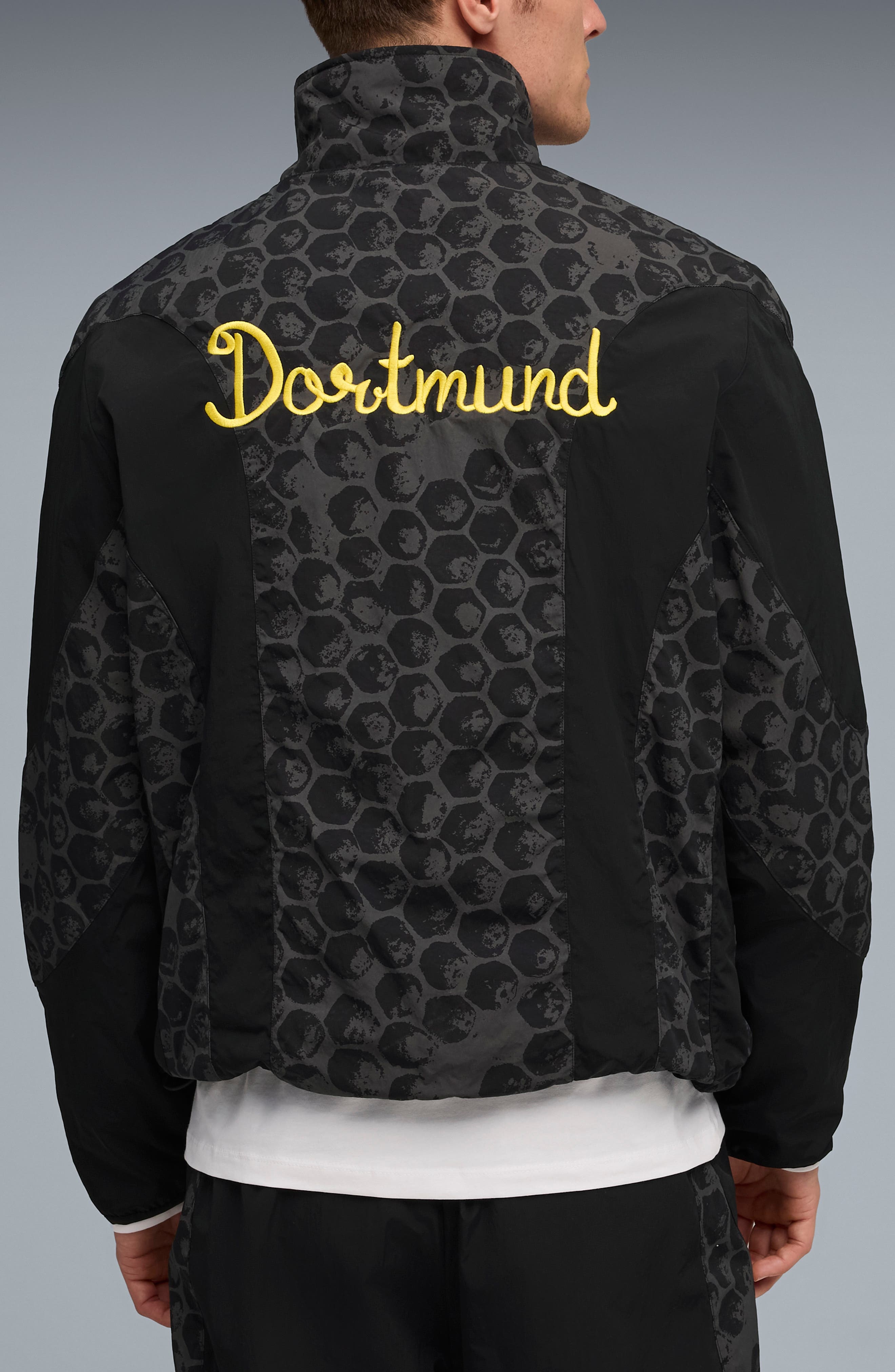 PUMA x KidSuper BVB Reversible Nylon Jacket in Puma Black-Faster Yellow at Nordstrom - 2