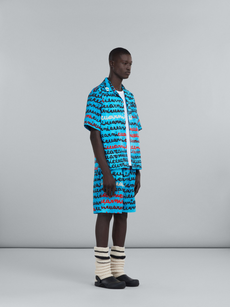 LIGHT BLUE POPLIN SHORTS WITH MAREMARNI PRINT 5