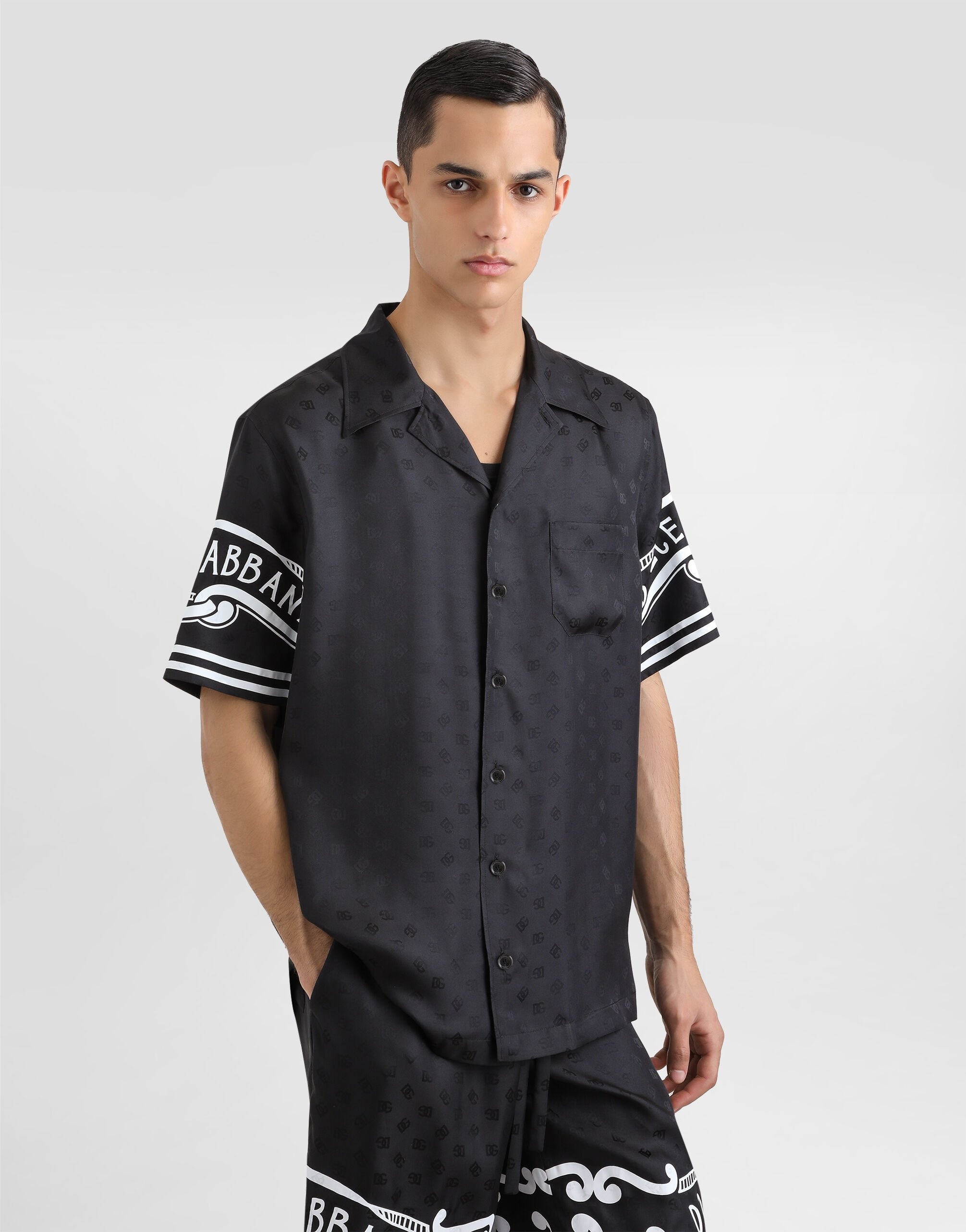 Printed silk and denim shirt - 4