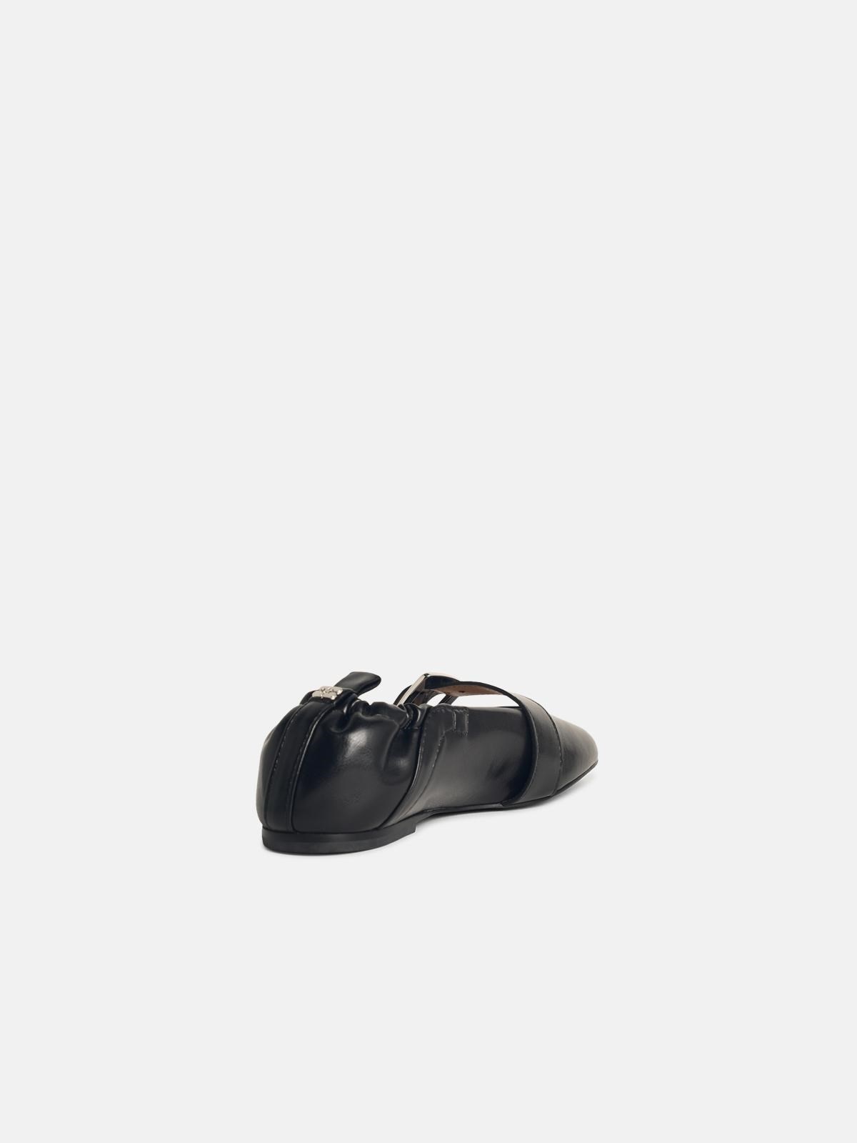 BALLET FLATS WITH STRAP AND BUCKLE IN BLACK 'OLEATEX' - 3