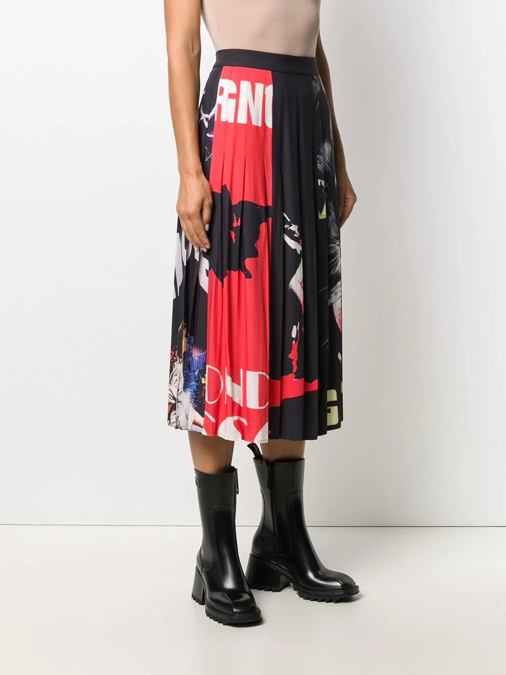 pleated graphic-print skirt - 3