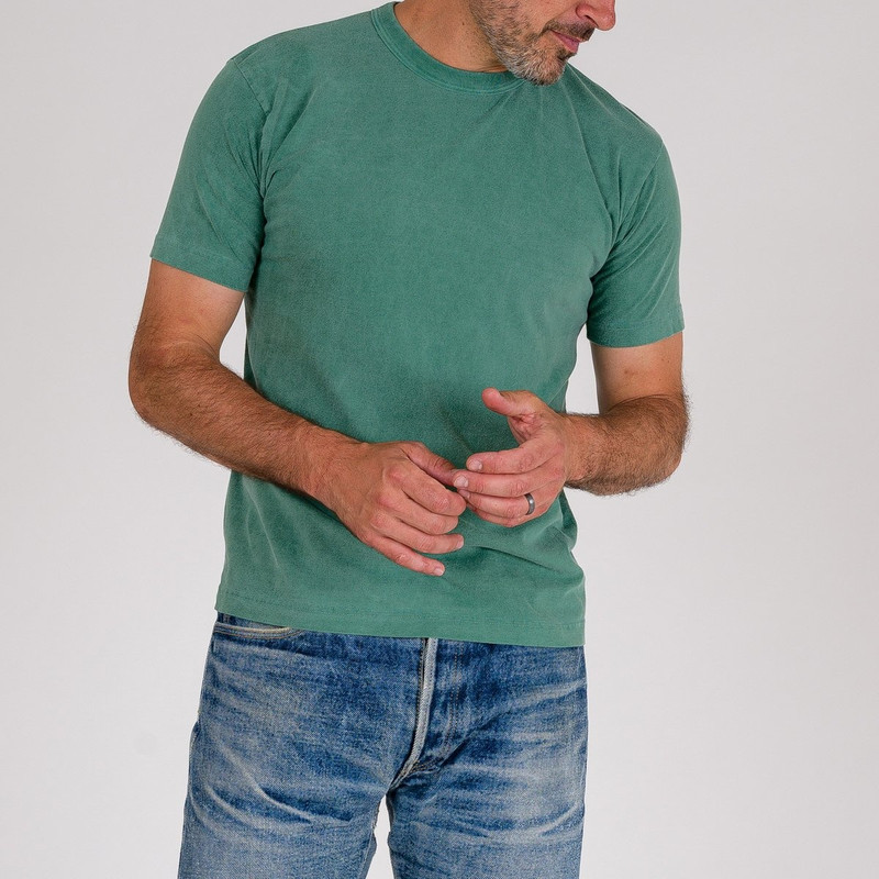 Iron Heart UTIL-GRN UTILITEES - 5.5oz Loopwheel Crew Neck T-Shirt - Green outlook