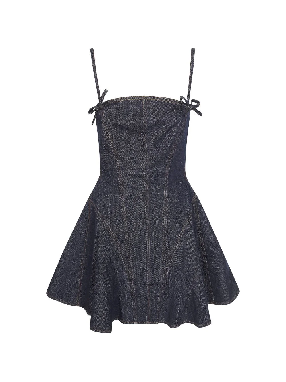 bow denim mini dress - 1