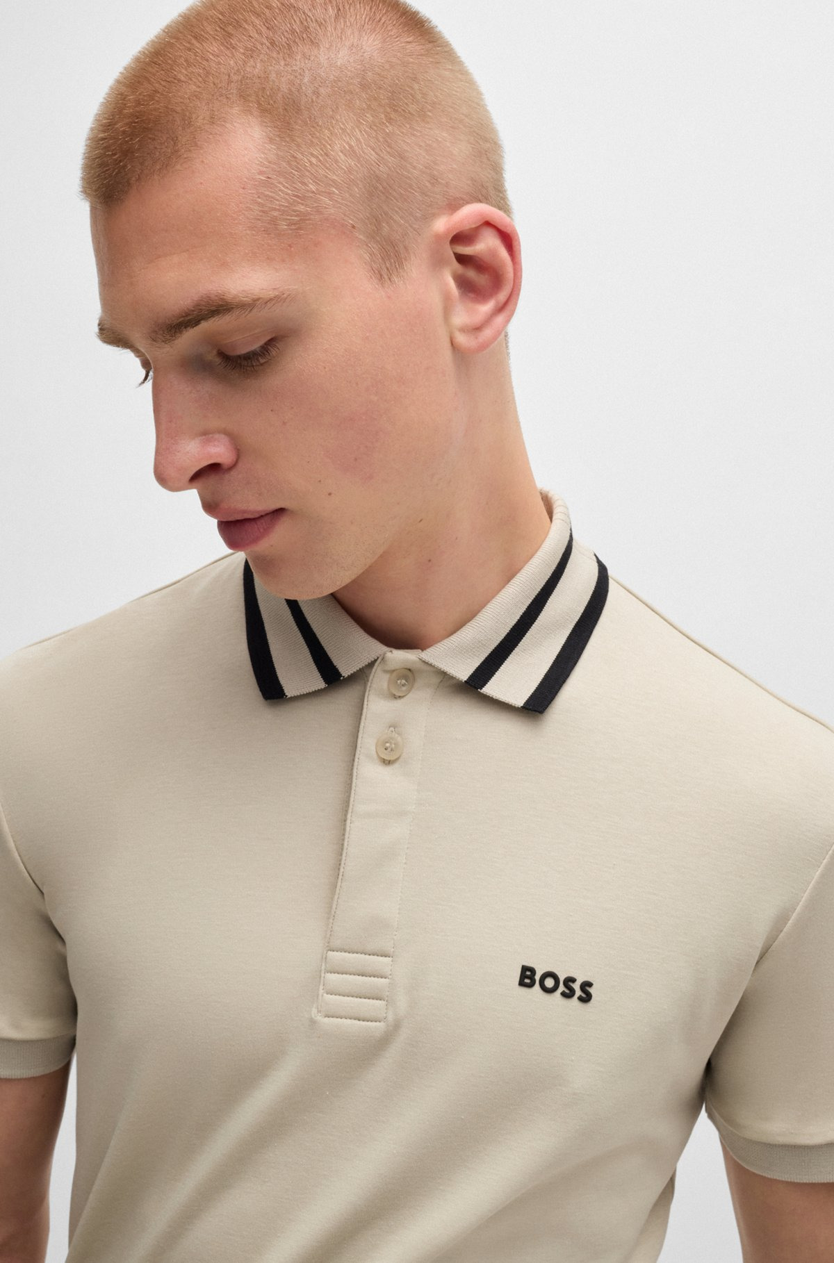 INTERLOCK-COTTON POLO SHIRT WITH LOGO DETAIL - 3