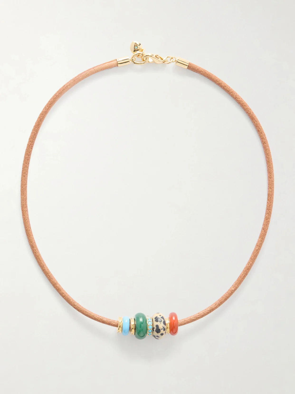 The Leather Stone Gold-tone, Multi-stone And Leather Necklace - 1
