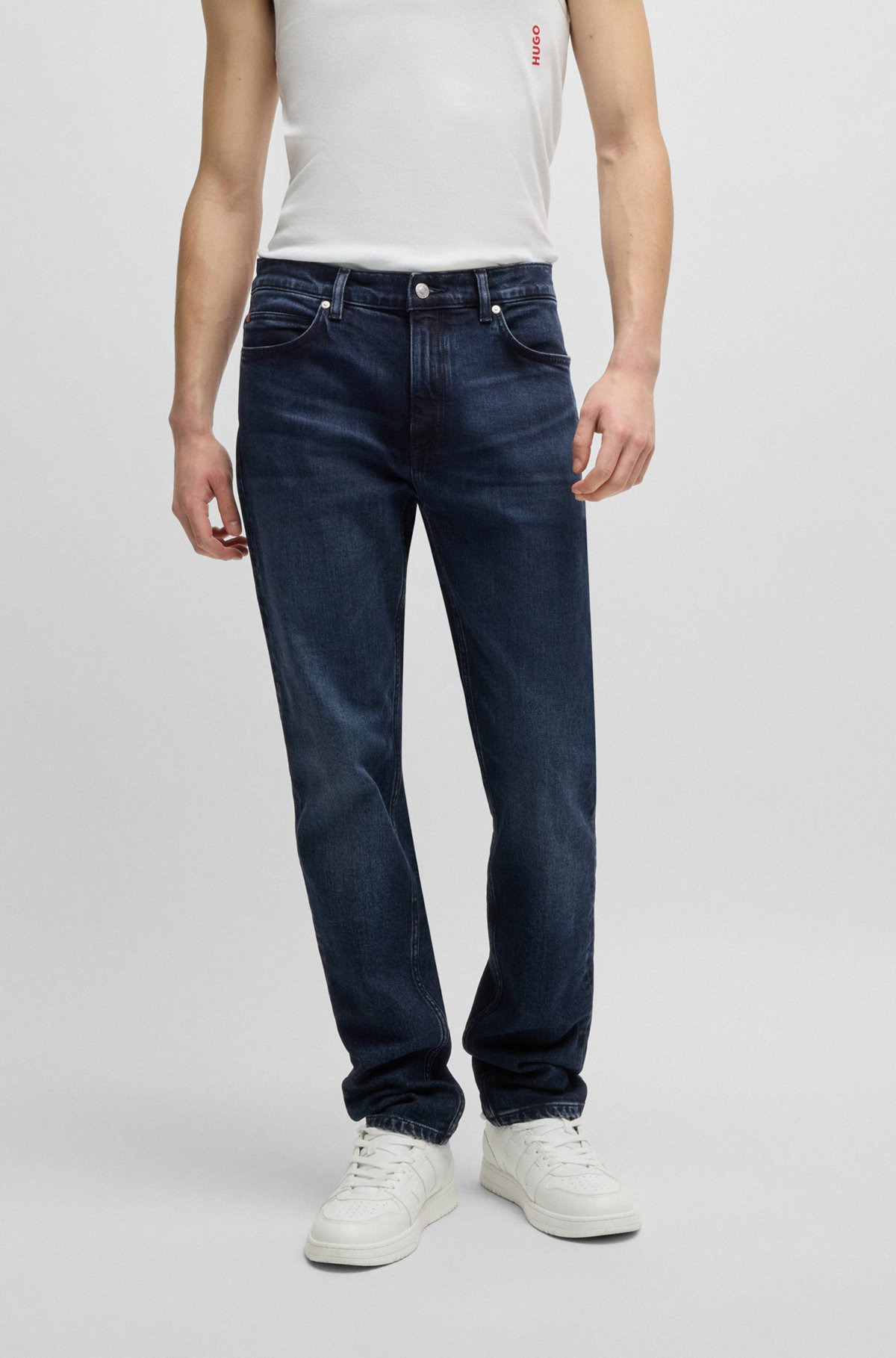 SLIM-FIT JEANS IN DARK-BLUE STRETCH DENIM - 2