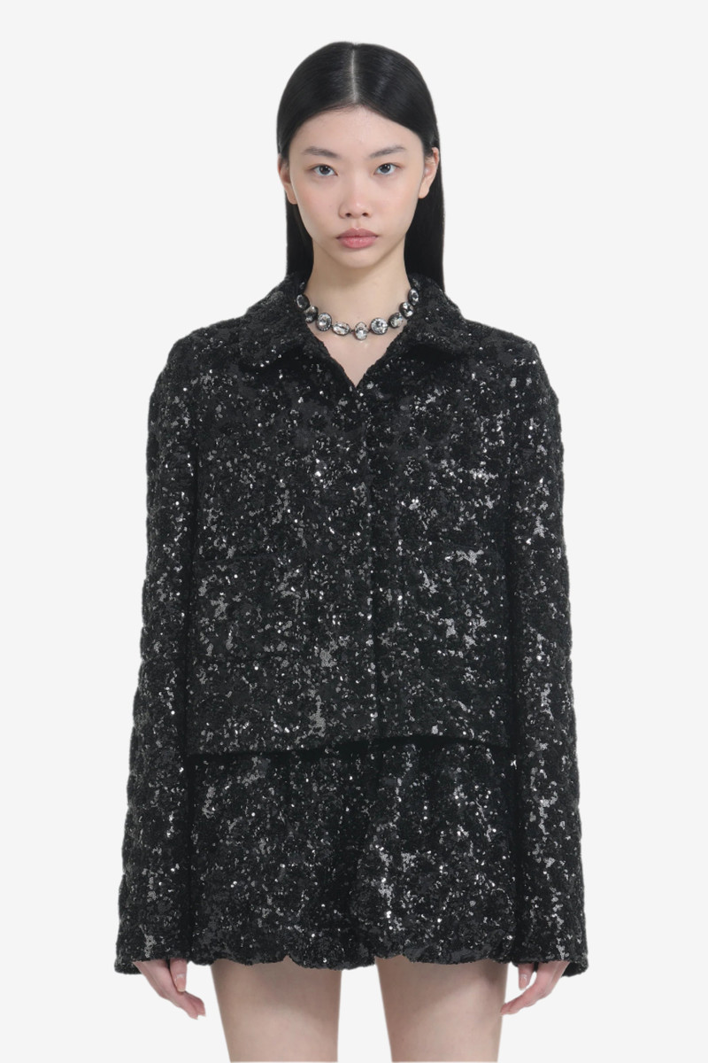 SHORT JACKET WITH SEQUINED FABRIC AND POCKETS 4