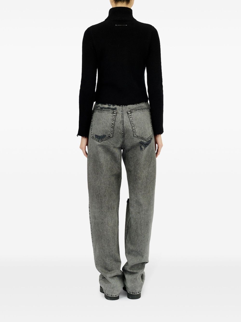 ribbed cotton zip-up cardigan - 4