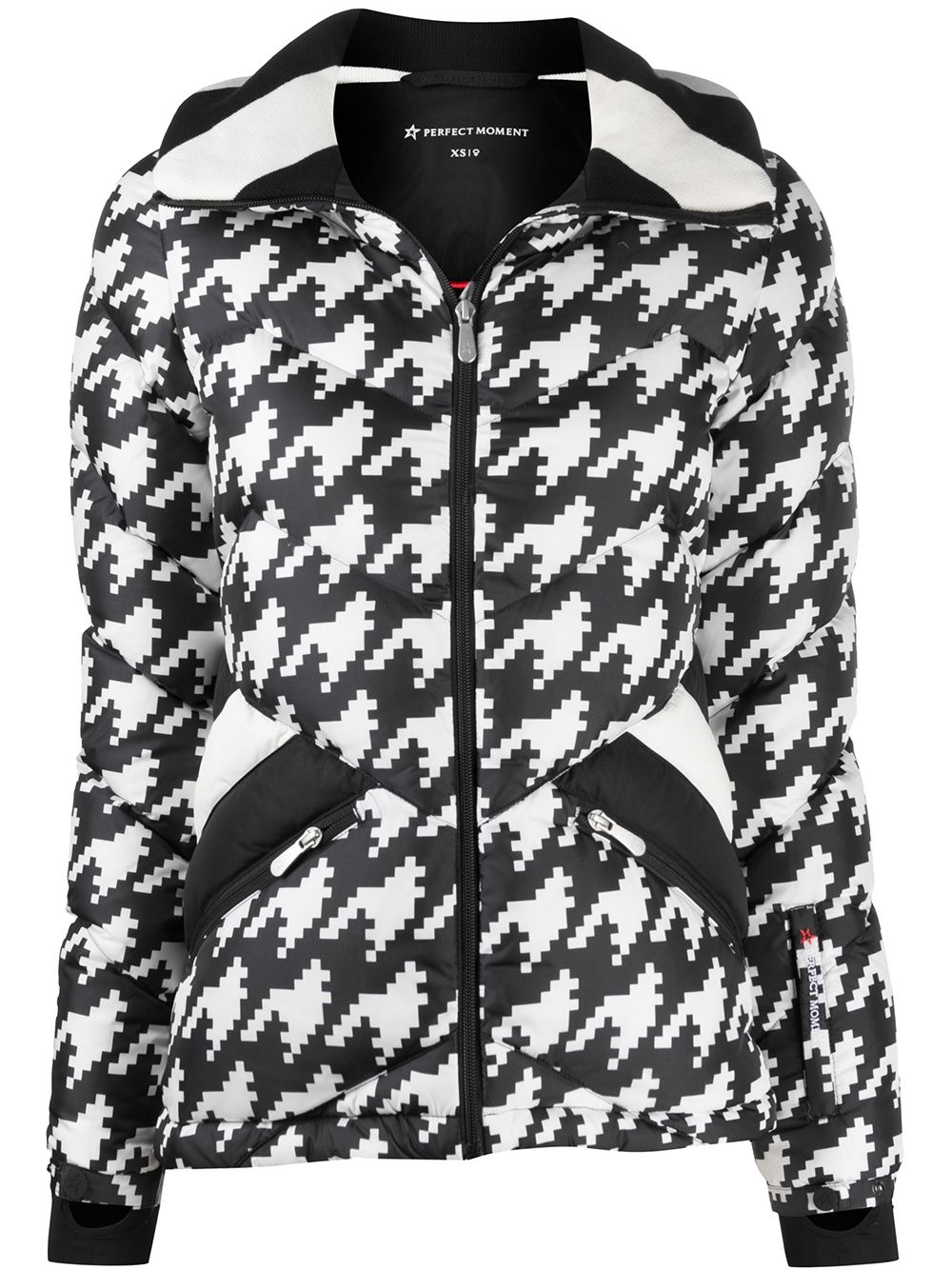 padded chevron jacket with houndstooth print - 1