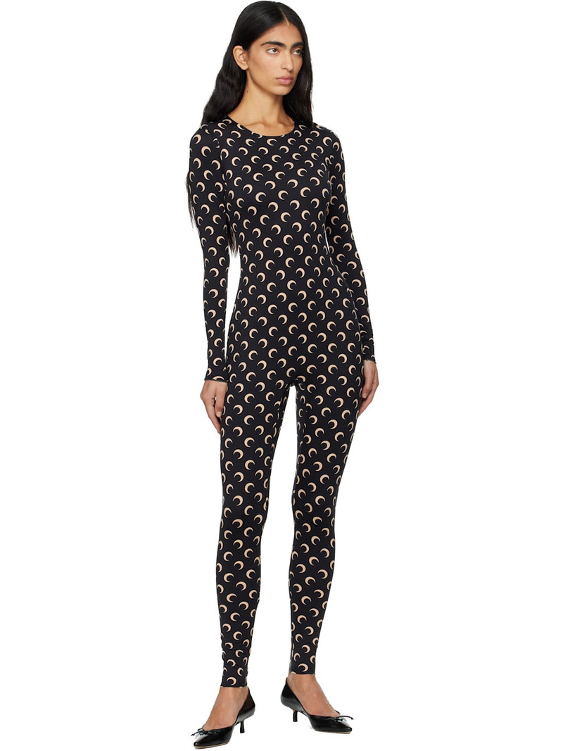 Marine Serre Black Recycled Jersey Moon Jumpsuit outlook