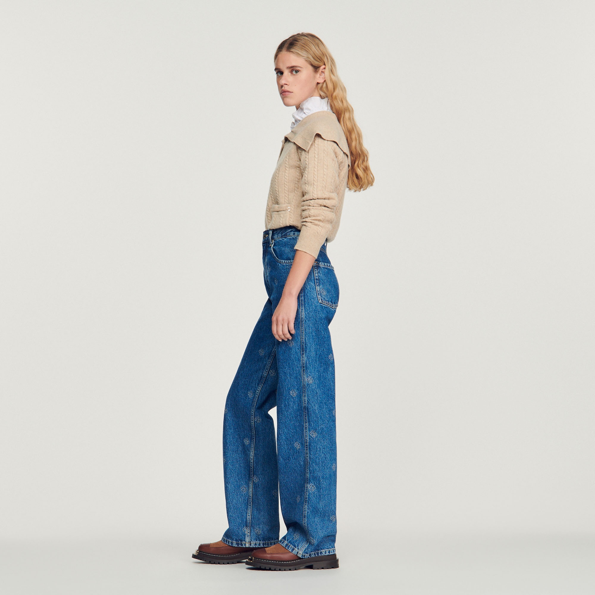 Straight jeans with double S embroidery - 7