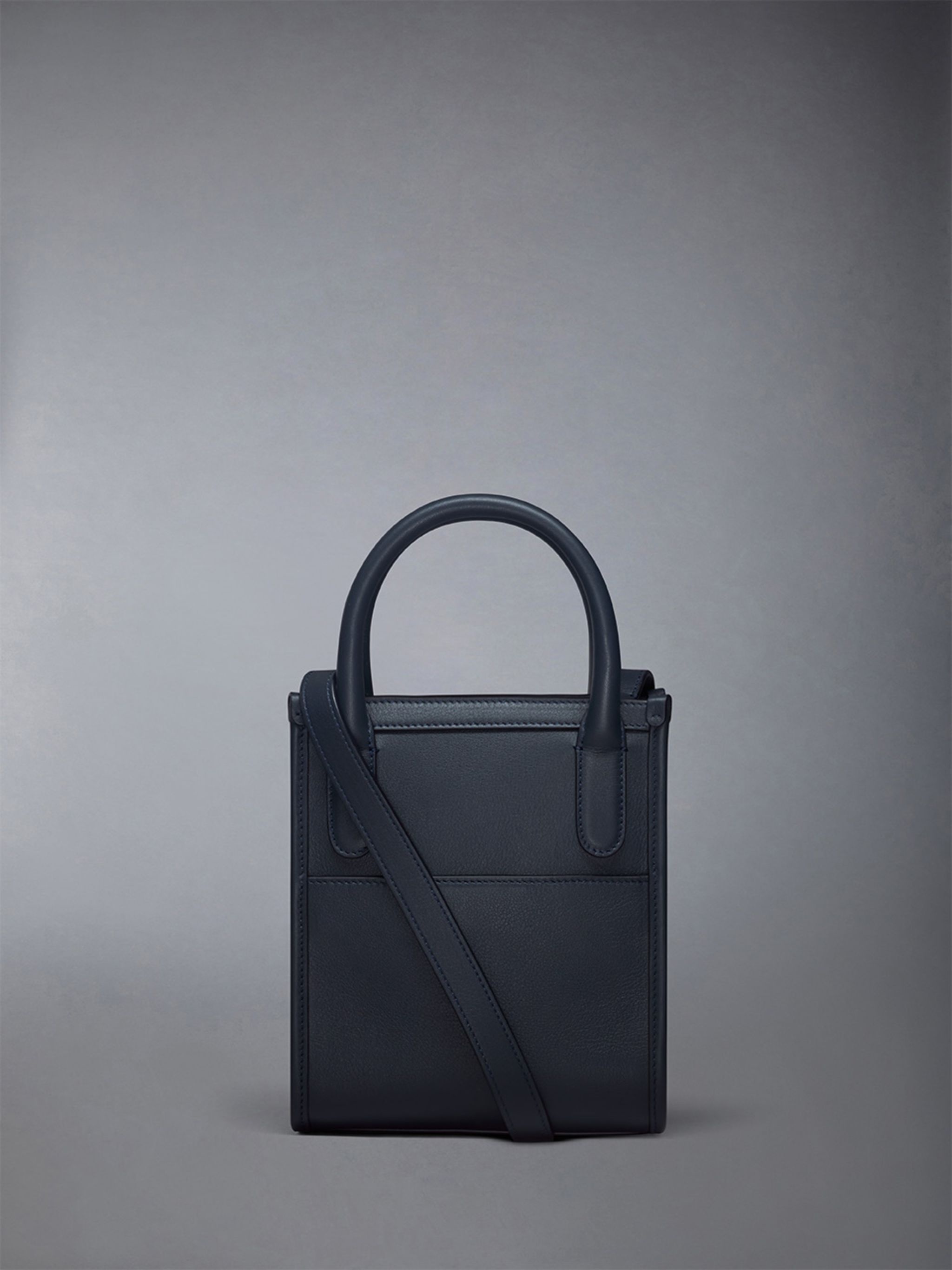 Vertical Mini Tote W/ 4 Bar Stripes in Smooth Calf - 3
