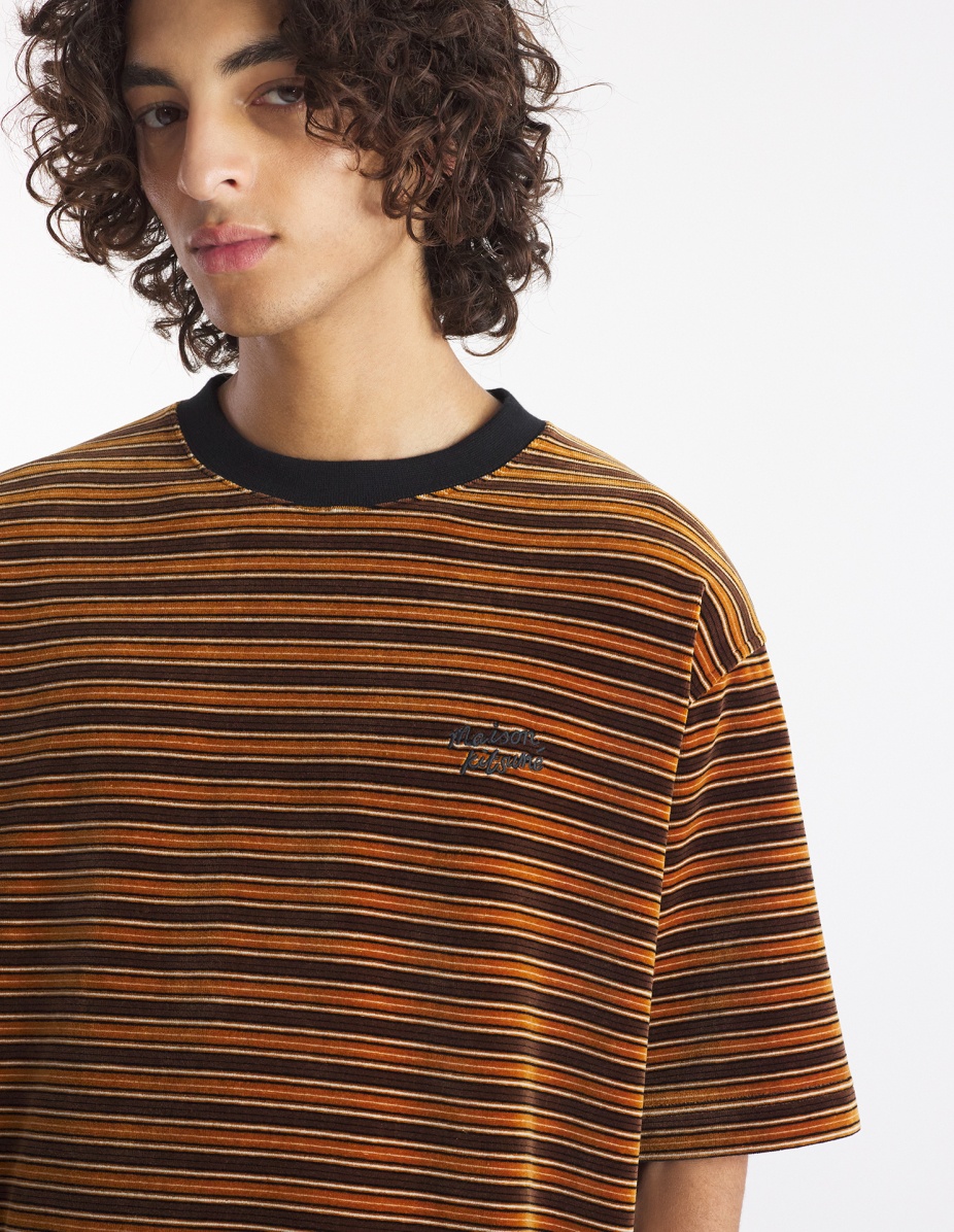 STRIPED VELVET OVERSIZE TEE-SHIRT - 4