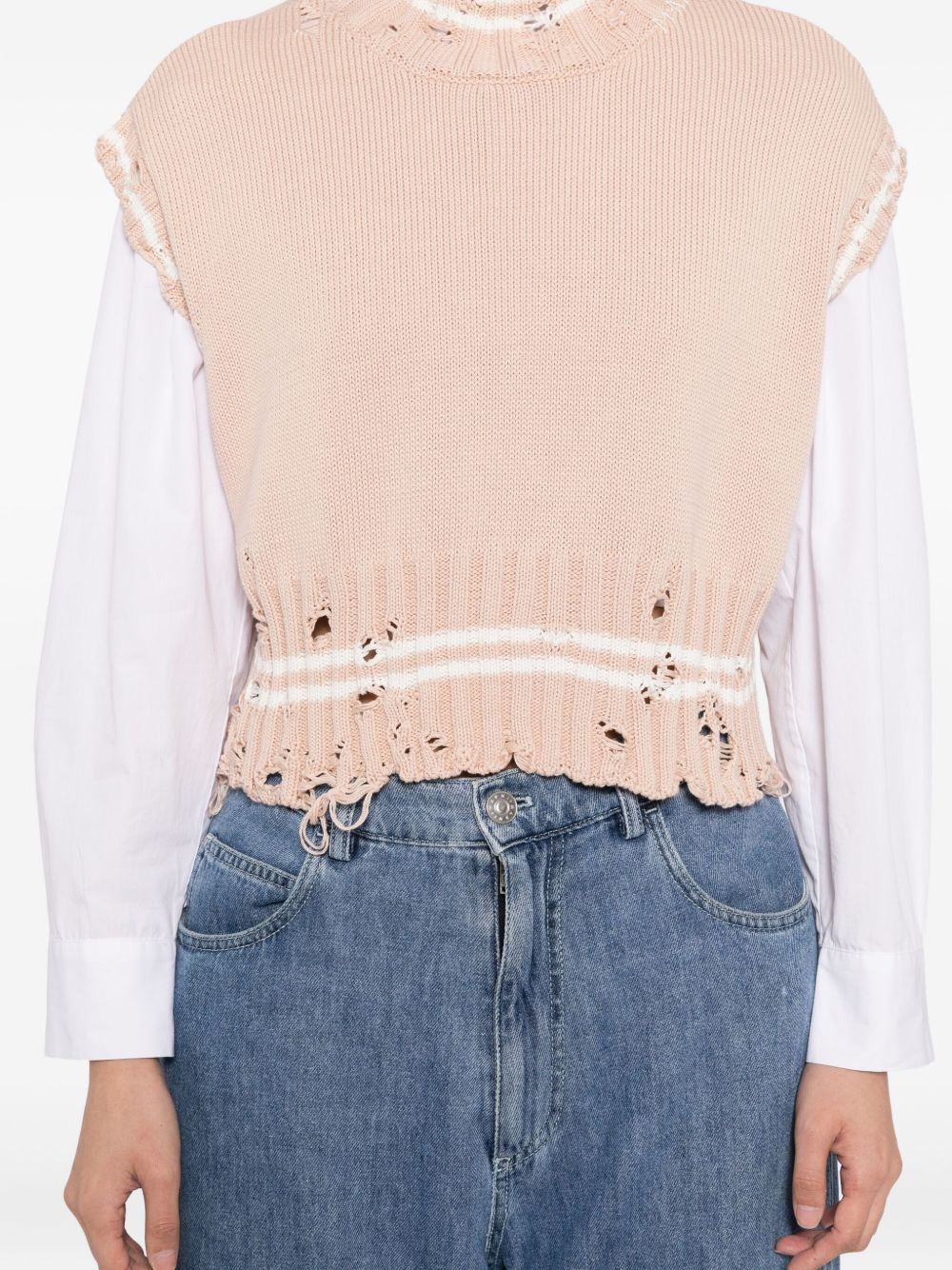 cotton cropped vest - 5