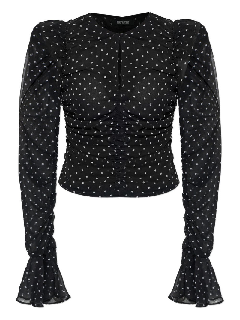 polka-dot ruched blouse 1