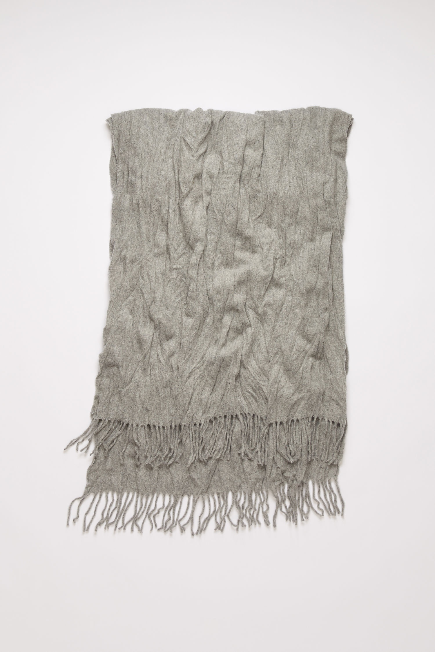 Crinkled wool scarf light grey melange - 2