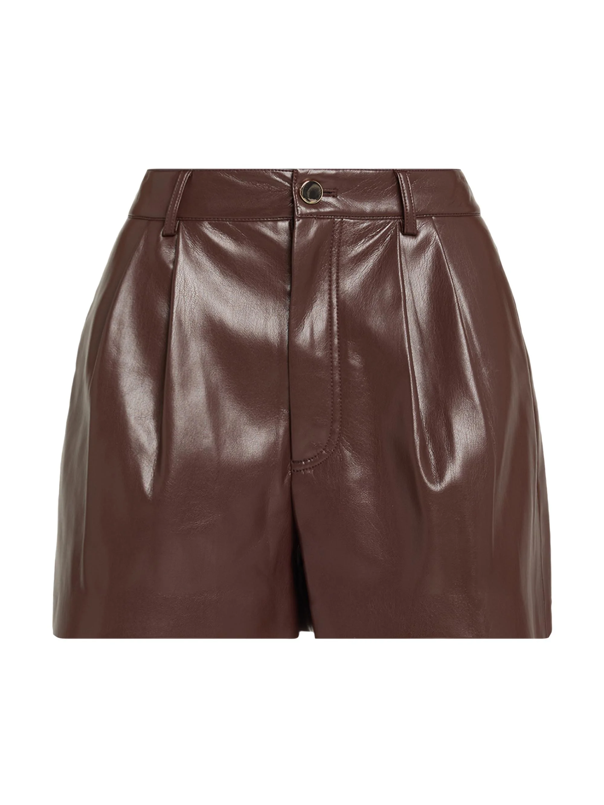 Women's Conry Faux-Leather Trouser Shorts - Dark Chocolate - 1